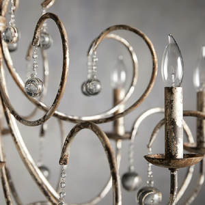 <span class=keywords><strong>Lustre</strong></span> en <span class=keywords><strong>fer</strong></span> forgé antique de style européen Renaissance italienne - Product Image 4