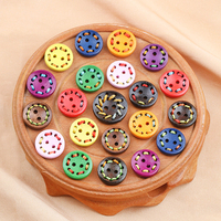 Boutons en bois ronds faits à la main de 15 mm, colorés, de haute qualité, écologiques et durables, à 2 trous, avec dos plat poli pour vêtements