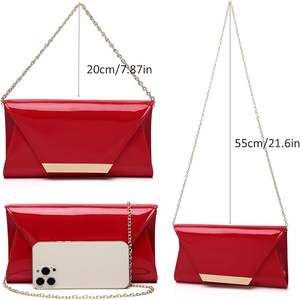 Bolso de mano tipo sobre de charol para mujer, elegante, con cremallera, ecológico, con espejo, para noche, hombro, Navidad, boda - Product Image 3