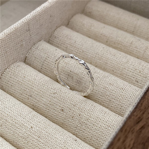 Korean INS Minimalist Silver Foil Wrinkle Texture S925 Sterling Silver <b>Thin</b> <b>Ring</b> Women’s Wholesale - Product Image 2