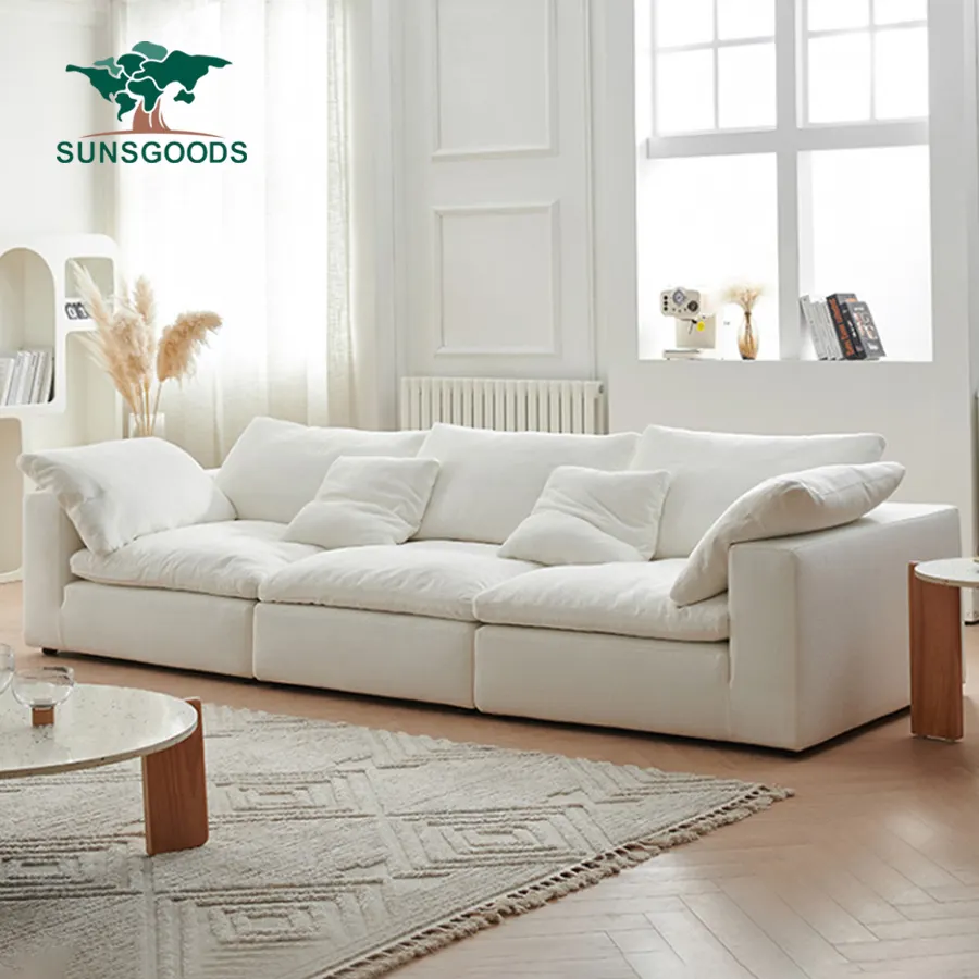 Fashion gaya baru kain furnitur rumah Sofa ruang tamu ergonomis Sofa bersekat beludru Modern