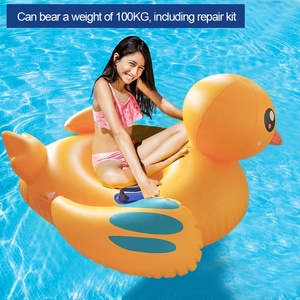 Carino giallo PVC gonfiabile anatra piscina tubo portatile pieghevole acqua galleggianti giocattoli anello - Product Image 2