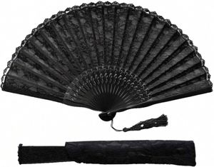 21Cm Bamboo Silk As Souvenir <b>Gifts</b> Lace Hand Fan - Product Image 1