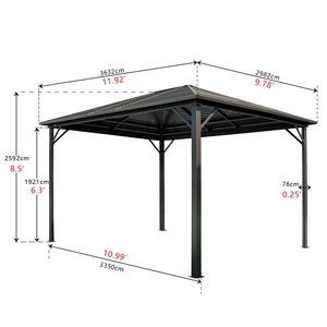 Pergola <span class=keywords><strong>Danda</strong></span> 12' X 10' con Tetto Rigido in Alluminio, Alimentata a Energia Solare, Impermeabile, Antiruggine, Telaio Verniciato a Polvere, Gazebo da Esterno Singolo - Product Image 2