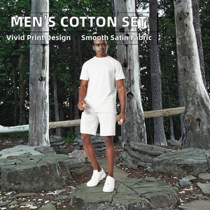 Ensemble T-shirt et short pour homme Furuilai, haute qualité, 100% polyester, col rond, manches courtes, tissu satiné, imprimé numérique, non tissé, été - Product Image 2