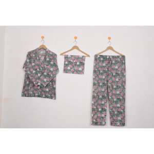 Wholesale Price Women's Cotton Hand Block Pajama Set- Boho Loungewear ,Comfy Nightwear For Women - Product Image 1