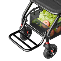 Fauteuil roulant manuel pliable portable en alliage d'aluminium avec roues alvéolées de 12 pouces, siège en maille respirante et poignée de traction pour chariot de courses