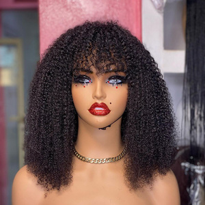 Parrucca Bob Corta Afro Kinky Ricci Economica Senza Colla, Parrucche Frontali in Pizzo di Capelli Umani Veri per Donne Nere, Parrucca Frontale 360 HD in Pizzo di Capelli Umani - Product Image 6