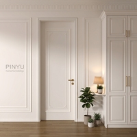 Porte intérieure en bois massif embossé multi-tons de style mid-century, résistante à l'eau, pour chambre, salon, salle de bain, cuisine