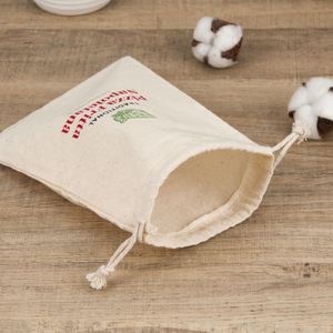 Sacs en coton biologique blancs recyclables avec logo personnalisé et cordon de serrage, sacs pour oreillers et literie, taille personnalisable - Product Image 2