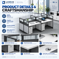 Poste de travail modulaire en bois pour 4 personnes, bureau d'ordinateur, bureau pour employés, table de bureau pour bureaux commerciaux modernes