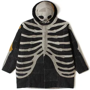 DiZNEW factory manufacture trendy bone skeleton regular cotton coat hooded jacket for men