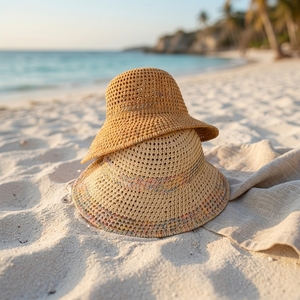 Sombreros de Paja Tejidos Naturales, Elegantes, Plegables, Transpirables, Frescos, para el Verano, la Playa, Vacaciones, Viajes al Aire Libre, Listos para Enviar - Product Image 1