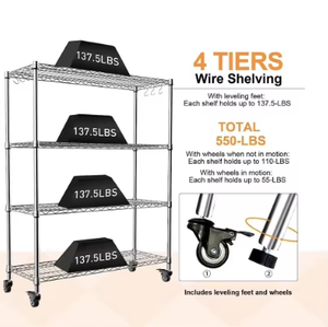 מדף אחסון רשת תיל חמש שכבות חוט תיל שכבה עם מדפים מתכווננים פתרון אחסון מוסך להתאמה אישית - Product Image 5