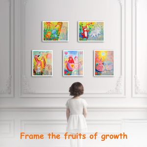 Cadre photo magnétique classique style maison pour enfants, paysage floral, ouverture frontale, en bois, à suspendre au mur, format A4/personnalisé - Product Image 5