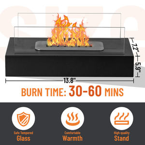 Db Outdoor Tabletop <b>Fire</b> <b>Pit</b> 13.8x7.1x5.5in Metal Powder Coated Bioethanol Fuel <b>Portable</b> Patio Heating Furniture Includes Poker - Product Image 6