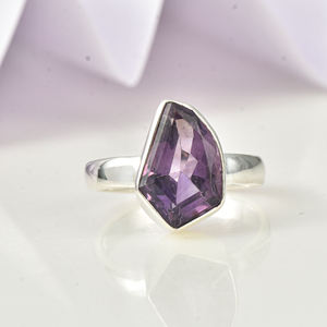 Natural Amethyst Irregular Shape Gold Plated 925 Sterling Silver Handmade Gemstone <b>Ring</b> Minimalist Modern <b>Statement</b> Jewelry for - Product Image 1