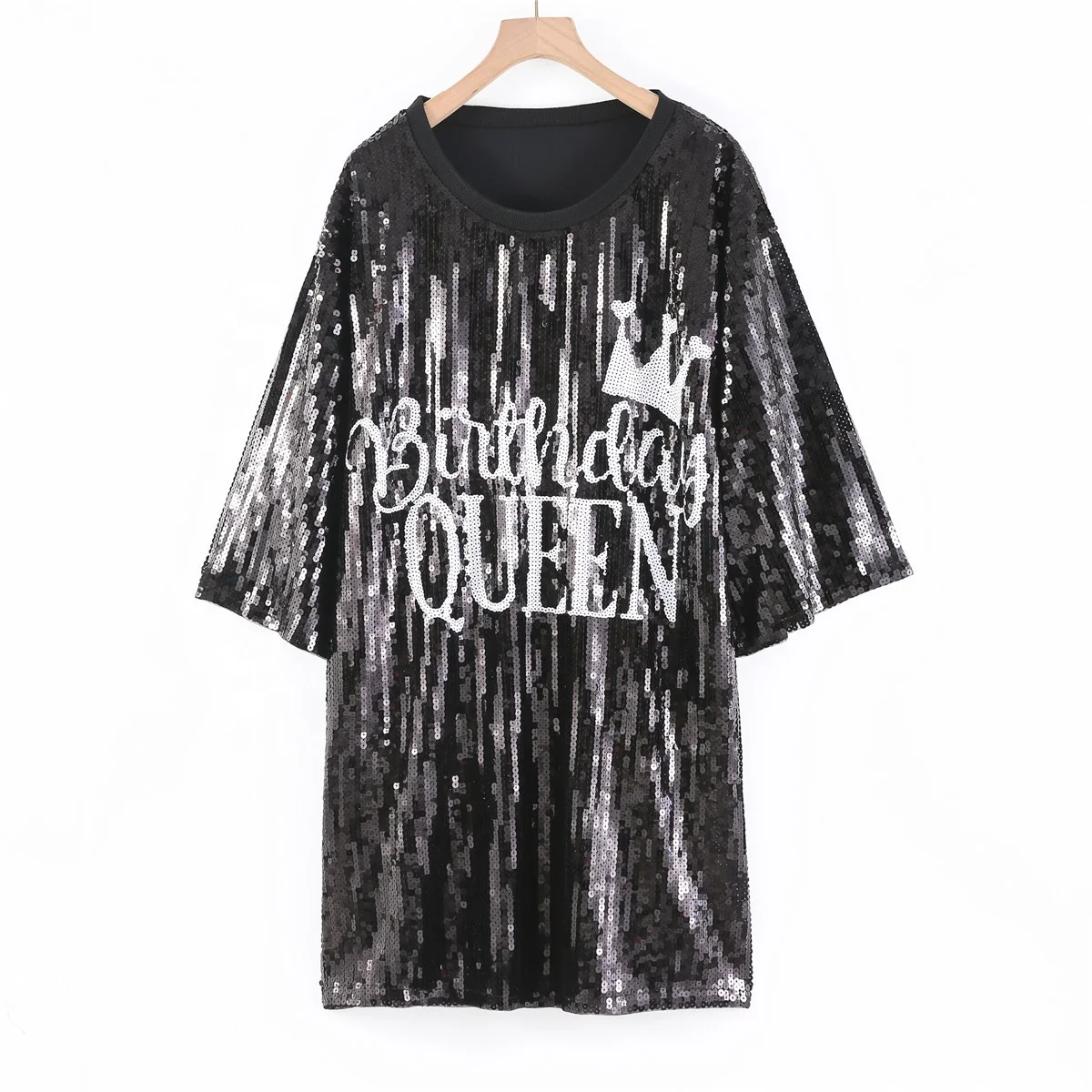 green emerald velvet dress Gold Sequin Embellished T-shirt Dress