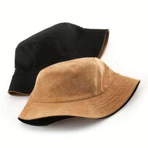 Korean Solid Color Blank Plain Outdoor Winter Warm <b>Sunscreen</b> Unisex Corduroy Reversible Fisherman Cap Bucket Hat - Product Image 4