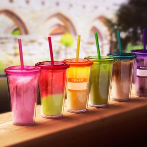Clear Custom Printed 20/24/32/16oz Double Wall Reusable BPA Free Eco-friendly <b>Plastic</b> Tumbler for Party Thermal Insulation - Product Image 5