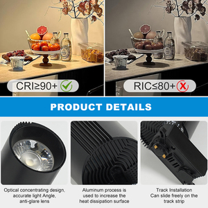 LOSO Commercial White Black Office Store Système de rail en aluminium 10W 20W 30W Plafonnier LED encastré sur rail - Product Image 4