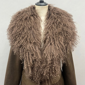 जानको कश्मीरी ऊन कोट असली मोंगोलियन फर कफ़ लक्जरी कस्टम लंबी ऊन कोट महिलाओं - Product Image 4