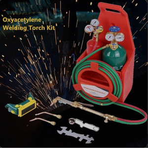 Kit portátil de soldadura y corte oxiacetilénico para HVAC, juego de regulador, caja de gas, juego de herramientas con manguera verde y manómetro - Product Image 2