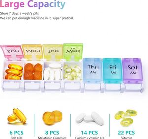 MOLN <span class=keywords><strong>HYMY</strong></span> Organizador de Pastillas Grande, 2 Tomas Diarias (AM/PM), Caja de Pastillas con 7 Días y 14 Compartimentos, Dispensador de Medicamentos con Botón de Fácil Presión - Product Image 4