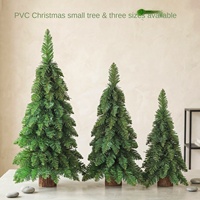 Mini Árbol de Navidad Artificial de PVC Verde Puntiagudo con Base de Madera Sólida, Disponible en 45/60/75 cm, Adorno de Mesa para Interiores