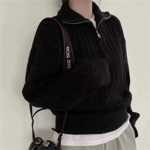 Nouveau Pull Coréen Femme 2025 – Tricot Chaud à Demi-Zip et Col Revers, Tendance Automne Hiver - Product Image 6