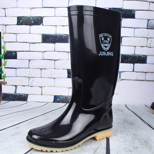 Bottes de pluie hautes pour hommes Jun Jing, noires, imperméables, antidérapantes, chaussures de travail - Product Image 4