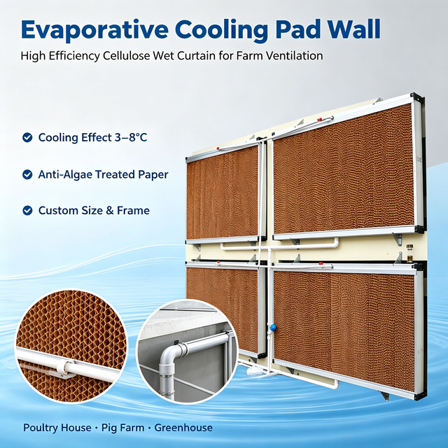 Water Resistant Cellulose Evaporative Wet Curtain Wall Aluminum Alloy Frame Cooling Pad for Livestock Farm Greenhouse Cooling