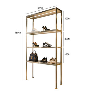 Présentoir de <span class=keywords><strong>Magasin</strong></span> de Vêtements en Métal Doré Brillant Personnalisé, Support à Sacs en Acier Inoxydable, Présentoir à Chaussures pour <span class=keywords><strong>Magasin</strong></span> de Chaussures et Sacs - Product Image 4
