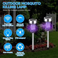Lampe Solaire LED Anti-Moustiques à Piquer dans le Jardin, Piège à Insectes en Acier Inoxydable, Étanche IP65, Lampe Anti-Moustiques Extérieure