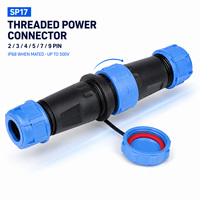 Conector Industrial Impermeable SP17 IP68 de 2, 3, 4, 5, 7, 9 Pines, Acoplamiento Roscado, Enchufe Redondo Macho y Hembra, 500V