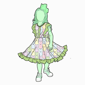 사용자 정의 블랙 하트 인쇄 여름 민소매 훈제 프릴 원피스 버튼 연령 그룹 어린이 소녀 - Product Image 3