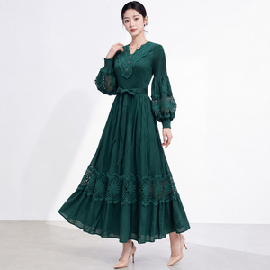 Robe plissée vintage grande taille pour femme, à volants cascade, moderne, haut de gamme, pour soirée, nouvelle collection automne 2026, style américain, best-seller - Product Image 4