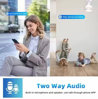 360 °   Caméra d'ampoule WiFi avec projecteur, douille E27, surveillance de sécurité domestique intelligente sans fil en extérieur avec vision nocturne et détection de mouvement