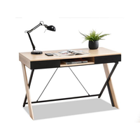 Bureau de travail contemporain pour la maison avec tiroirs ouverts et fermés pour le rangement, idéal pour le bureau ou le salon, construction de haute qualité en panneaux de particules