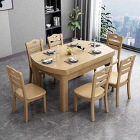 Massivholz Ovaler Esstisch Chinesischer Stil Modernes Minimalistisches Design Ausziehbar Klappbar Wohnmöbel Geeignet für Kleine Wohnungen