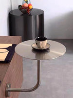 Petite table murale ronde de style industriel en acier inoxydable brossé pour salon de thé et café