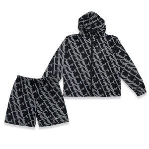 Ensemble de veste de sweat à fermeture éclair personnalisé Streetwear Veste à capuche imprimée avec design de mode Ensemble de shorts - Product Image 1