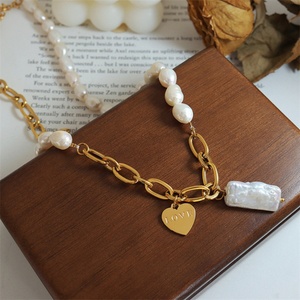 Collier de haute qualité, imperméable et résistant à la transpiration, avec pendentif cœur en perle d'eau douce, collier ras du cou - Product Image 4