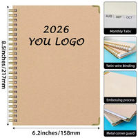 Carnet en papier kraft relié par couture, format A5, imprimé sur mesure, coins métalliques |   Planificateur personnalisé avec logo (100 feuilles) pour le bureau