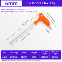 Llave Hexagonal de 6 mm con Mango Antideslizante de Plástico y Punta de Bola, Herramienta Manual para Reparaciones en Taller