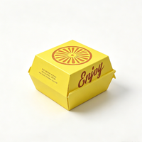 Caja para Hamburguesas Desechable, Ecológica, Biodegradable y Reciclable, Resistente al Agua, Autoarmable, de Cartón de Grado Alimenticio, con Logotipo Personalizable