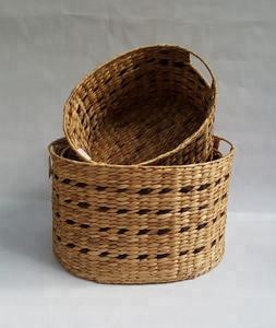 Eco-friendly Natural Water Hyacinth Storage Basket Set with Handles Handmade Woven Organizer <b>Bin</b> for Home Decor Sustainable - Product Image 6