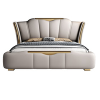 Italienisches Luxus-Stil King Size Bett Neues Modell High-End Doppelbett Weiche Lederpolsterung Extra-Großes Master Polsterbett