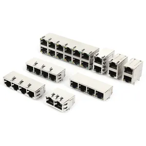 1x2 1x4 1x6 1x8 2x1 2x2 2x3 2x4 2x6 2x8 Ports multiples réseau prise modulaire intégrée Ethernet magnétique femelle RJ45 connecteurs