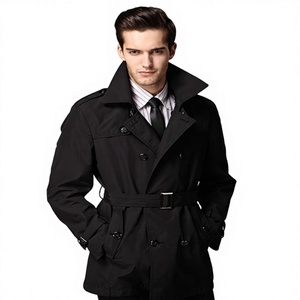 Hot Sale High Quality <strong>Men's</strong> <strong>Black</strong> Waterproof Plus Size <strong>Overcoat</strong> with Belt - Product Image 1